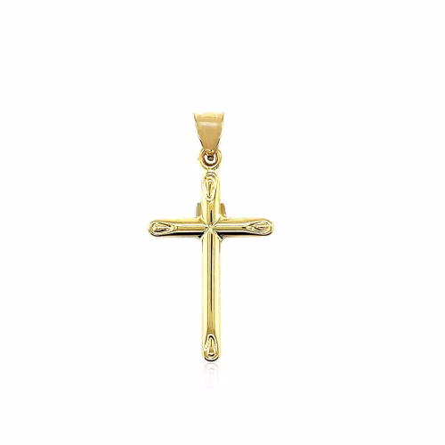 14k Two Tone Gold Cross Pendant - Image 3