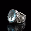 Blue Topaz Gemstone Double Heart Filigree Art 925 Sterling Silver Women Statement Ring - Image 4