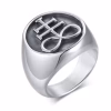 Men's Leviathan Cross Ring - Stainless Steel Satanic Signet Ring - Image 2