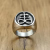 Men's Leviathan Cross Ring - Stainless Steel Satanic Signet Ring - Image 3