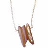 Three Raw Peach Quartz Crystal Pendant Necklace in Gold - Hypoallergenic, Handmade in California