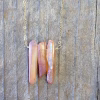 Three Raw Peach Quartz Crystal Pendant Necklace in Gold - Hypoallergenic, Handmade in California - Image 4