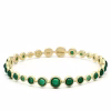 Elegant Matte Gold 925 Sterling Silver Bangle with Semi-Precious Onyx in Emerald