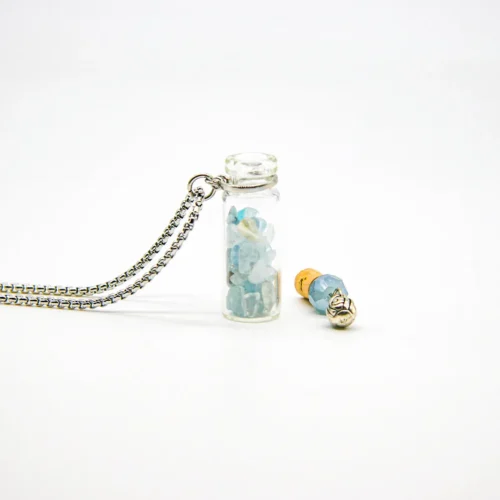 Aquamarine Diffusing Necklace - Energy & Healing - Diffuse Essential Oils On-the-Go - Image 4