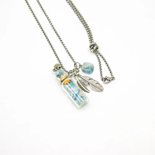 Aquamarine Diffusing Necklace - Energy & Healing - Diffuse Essential Oils On-the-Go - Image 5