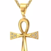 Gold Plated Anka Cross Pendant - Stylish Stainless Steel Necklace