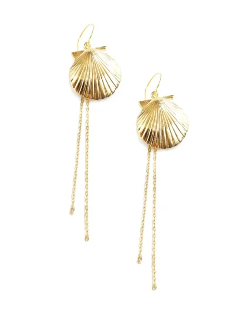 Long-length 18K gold plated seashell earrings - Image 2