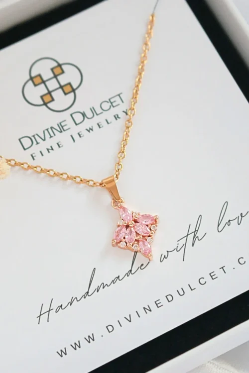 "Pink Sensation" | 24K Pink CZ Dainty Pendant Necklace