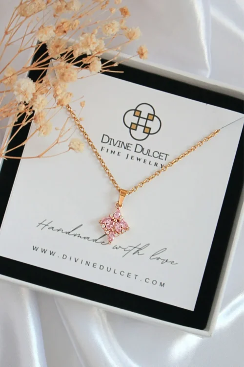 "Pink Sensation" | 24K Pink CZ Dainty Pendant Necklace - Image 2