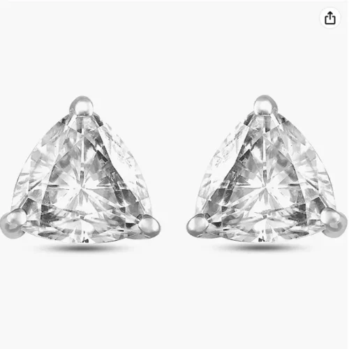 Elegant Trillion-Cut Moissanite Earrings in 4.5mm, 0.54 Carats set in 14kt White Gold for Women - Image 2