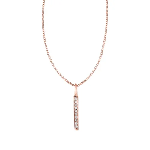 14k Rose Gold Bar Pendant with Diamonds - Image 2