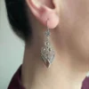 Filigree Art Bunch of Flower Women Sterling Silver Dangle Drop Earrings - Handmade 925 Jewelry - Image 2