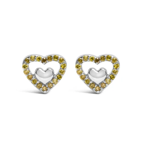 925 Sterling Silver 1/6 Cttw Diamond Open Double Heart Stud Earrings - Choice of Diamond Color - Image 3