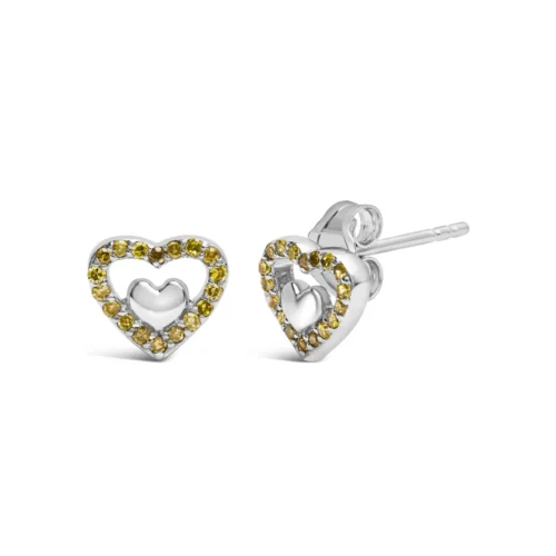 925 Sterling Silver 1/6 Cttw Diamond Open Double Heart Stud Earrings - Choice of Diamond Color - Image 6