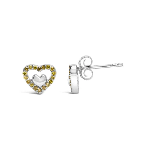 925 Sterling Silver 1/6 Cttw Diamond Open Double Heart Stud Earrings - Choice of Diamond Color - Image 9