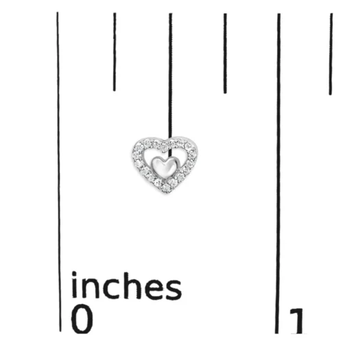 925 Sterling Silver 1/6 Cttw Diamond Open Double Heart Stud Earrings - Choice of Diamond Color - Image 13