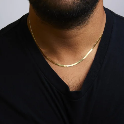 Unisex Solid 14K Gold 2.8mm Imperial Herringbone Chain Necklace - Image 6