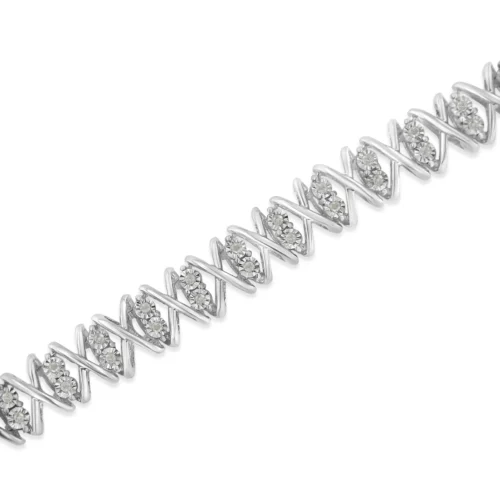 Sterling Silver rose-cut Diamond X-Link Bracelet (1 cttw, I-J Color, I2-I3 Clarity) - Image 3