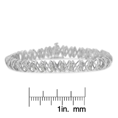 Sterling Silver rose-cut Diamond X-Link Bracelet (1 cttw, I-J Color, I2-I3 Clarity) - Image 6