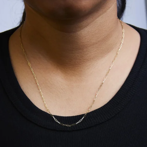 Unisex Solid 14K Gold 1.5mm Paperclip Chain Necklace - Choice of Length and Metal Color - Image 15