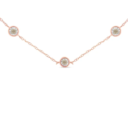 Sterling Silver Diamond Station Necklace (1/2 cttw, K-L Color, I2-I3 Clarity) - Image 6