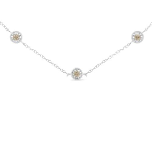 Sterling Silver Diamond Station Necklace (1/2 cttw, I-J Color, I1-I2 Clarity) - Image 2