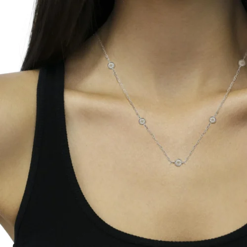 Sterling Silver Diamond Station Necklace (1/2 cttw, I-J Color, I1-I2 Clarity) - Image 5