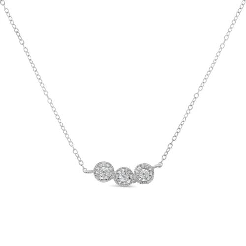 Sterling Silver Round Diamond Pendant Necklace (1/4 cttw, H-I Color, I2-I3 Clarity) - Image 2