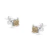 Two-Toned Sterling Silver Champagne Diamond Stud Earrings | 0.10 cttw | I2-I3 Clarity