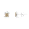 Two-Toned Sterling Silver Champagne Diamond Stud Earrings | 0.10 cttw | I2-I3 Clarity - Image 3