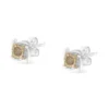 Two-Toned Sterling Silver Champagne Diamond Stud Earrings | 0.10 cttw | I2-I3 Clarity - Image 4