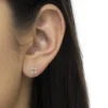 Two-Toned Sterling Silver Champagne Diamond Stud Earrings | 0.10 cttw | I2-I3 Clarity - Image 5