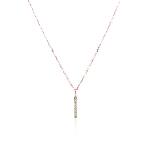 14k Rose Gold Bar Pendant with Diamonds - Image 3