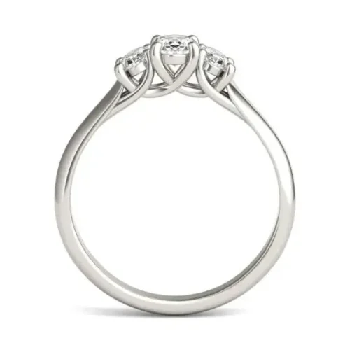 1 CTW Oval Lab Grown Diamond Three Stone Engagement Ring 14K White Gold (G-VS) - Image 3