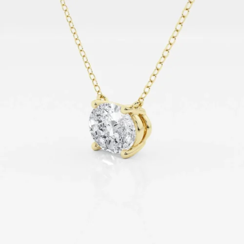 1.00 Ctw Oval Lab Grown Diamond Solitaire Pendant In White /Yellow - Image 2