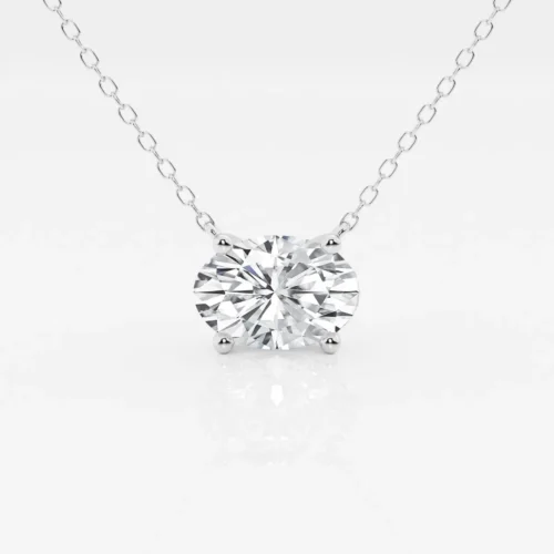 1.00 Ctw Oval Lab Grown Diamond Solitaire Pendant In White /Yellow - Image 3