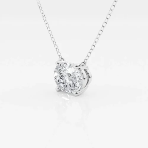 1.00 Ctw Oval Lab Grown Diamond Solitaire Pendant In White /Yellow - Image 5