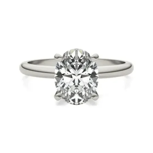 2.00 CTW AGI Certified Oval Lab Grown Diamond Solitaire Engagement Ring in 14K White Gold (G-VS) - Image 3