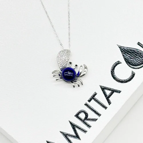 Sterling Silver King Crab Aroma Necklace - Navy | Energy & Healing | Diffuse on the go - Image 3