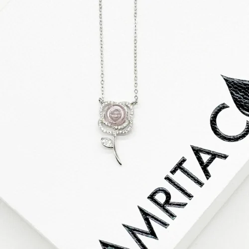 Sterling Silver Rose Garden Aroma Necklace - Pink | Energy & Healing | Diffuse On-The-Go - Image 2