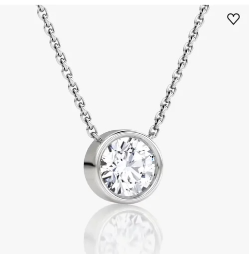 AGI Certified 1.00 Ctw Bezel Set Round Lab Grown Diamond Pendant - G/VS Clarity in Choice of 14K White or Yellow Gold - Image 2