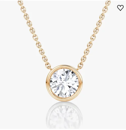 AGI Certified 1.00 Ctw Bezel Set Round Lab Grown Diamond Pendant - G/VS Clarity in Choice of 14K White or Yellow Gold - Image 4