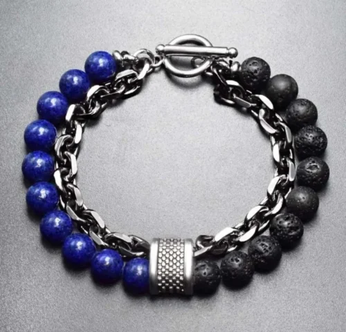 MEN'S CHAIN AND BEAD BRACELET - Image 4