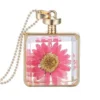 Coral Floral Big Wildflower Necklace - Handmade Square Glass Pendant, Perfect Valentine's Day Gift - Image 5