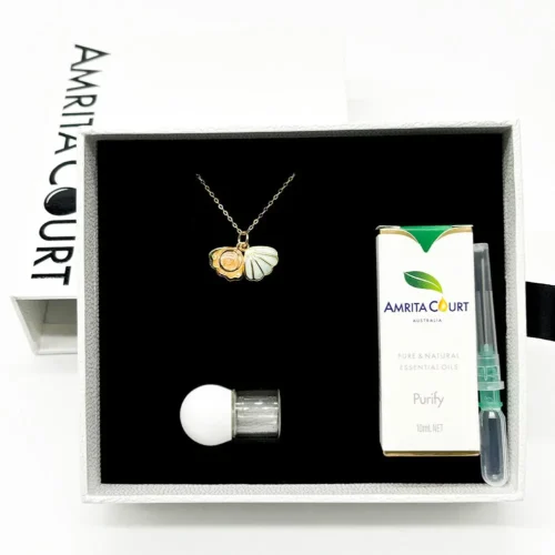 Green Shell Murano Aroma Necklace - Paradise Peach | Energy & Healing | Diffuse on the go | Sterling Silver Gift - Image 9