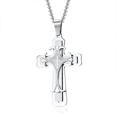 Elegant Stainless Steel Cross Necklace - Durable and Stylish Jewelry - Image 2