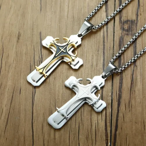 Elegant Stainless Steel Cross Necklace - Durable and Stylish Jewelry - Image 3