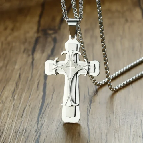 Elegant Stainless Steel Cross Necklace - Durable and Stylish Jewelry - Image 9