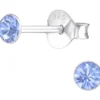 Silver Round Crystal Birthstone Stud Earrings - Elegant Sterling Silver 3mm Ear Studs - Image 19