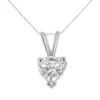 14K White Gold Heart Shaped Lab Grown Diamond Pendant Necklace - 18" Chain, F-G Color, VS2-SI1 Clarity